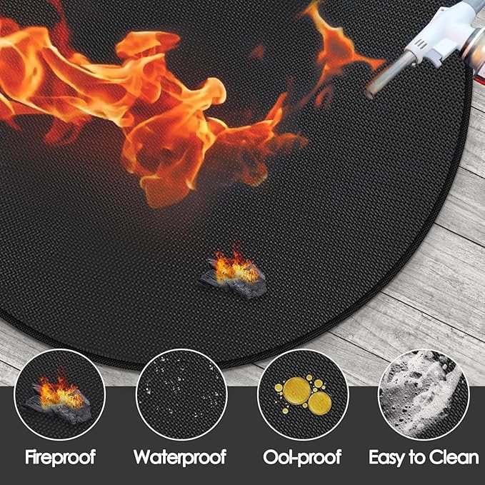 Fire Pit Mats for Under Fire Pit Compatible with Solo Stove Accessories Compatible with Solo Stove, 3-Layer Fireproof Under Grill Mats for Outdoor Grill to Protect The Deck, Patio, 47in