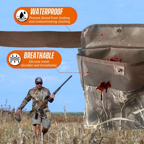 IC ICLOVER Dove Hunting Belt - Adjustable Field and Game Belt, 4in1 with Bird Game Bag, 2 Shell Pocket, Water Bottle Carrier, Lightweight Waterproof Sporting Clays Upland Game Dove Hunting Gear