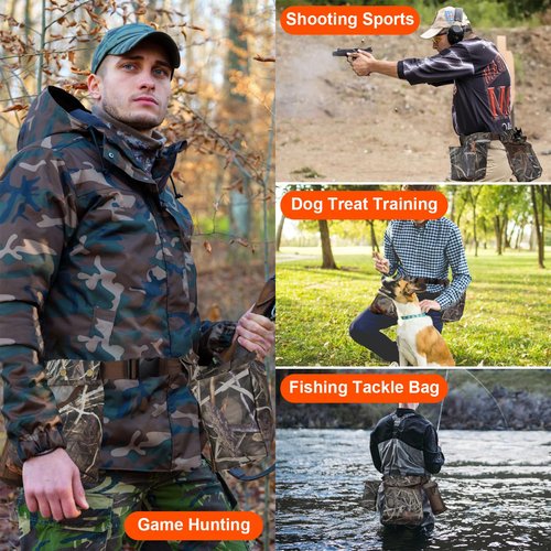 Dove Hunting Belt - AYAMAYA Adjustable Dove Belts with Detachable Game Pouch, Shell Bags, Water Bottle Carrier, Shotgun Shell Pouch for Bird Hunting, Squirrel, Duck Hunting Bag Gear