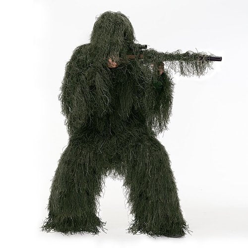 Mimeela Dry Grass Ghillie Suit for Men Camo Hunting Suits, Airsoft Gilly Suit Hooded Gillie Suits Youth, Hunting Outfit (Wild green)