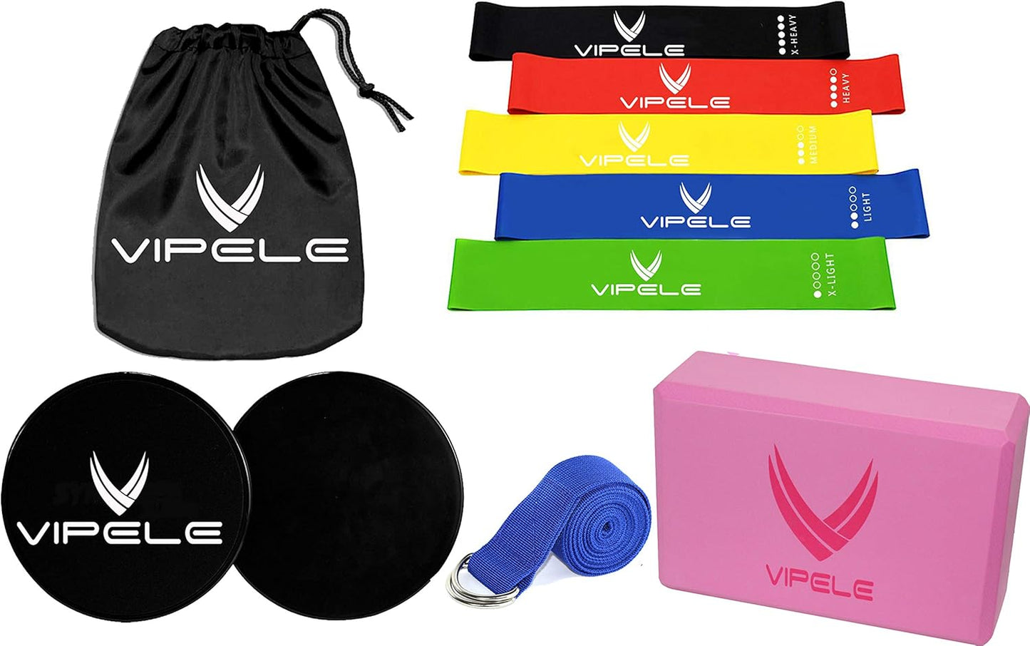 Resistance Bands Exercise Loops - Set of 5, 12”X2” Workout Flex Bands for Home Fitness, Stretching, Physical Therapy and More - Includes Carrying Bag