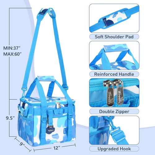 Tirrinia Soft Cooler Bag 24 Cans, Insulated Leakproof Portable Cooler with Lightweight & Adjustable Strap - Small Beach Cooler for Camping, Travel, Car, Picnic, Lunch Cooler Box, Blue Camo
