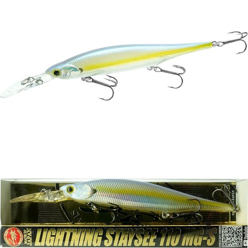 LUCKY CRAFT Lightning Staysee 110 MG-S, 580 MH Chartreuse Shad, Sinking, Magnet Weight Transfer, Freshwater Bass Fishing Lures, Deep Diver, 15ft Depth, Smallmouth, Bass Fishing Gear