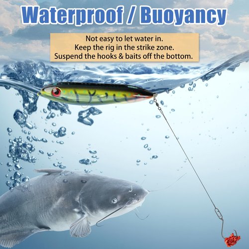 Demon Dragon Catfish Floats Rattling Line Float Lure Catfish Spook Rattle Santee Rig for Lake River Bank Catfishing Tackle, 10pcs