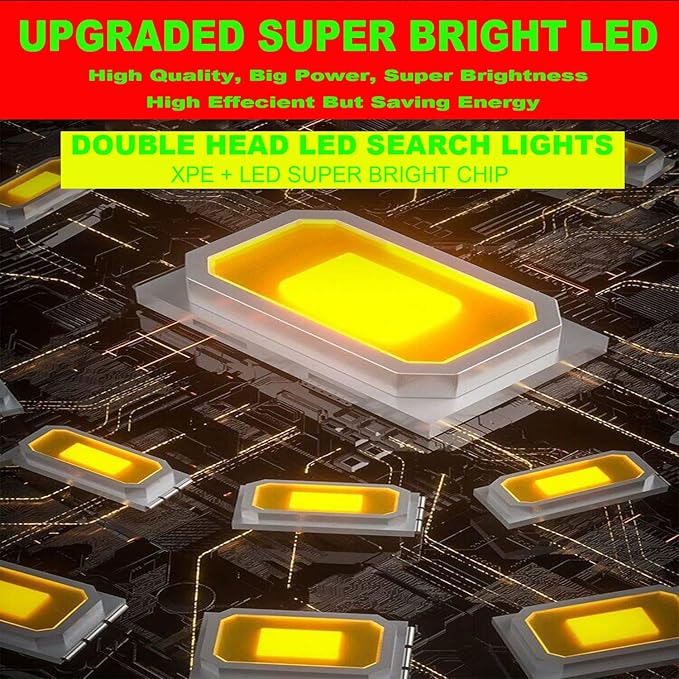 Rechargeable LED Searchlight Flashlight, LED Spotlight Big Power Capacity 15000LM 20h Ultra-Long Standby 7 Lights Modes Camping Work Light, Waterproof, Power Bank, for Home, Outdoor (55 LEDs)