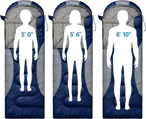 0 Degree Winter Sleeping Bags for Adults Camping (450GSM) - Temp Range (5F–32F) Portable Waterproof Compression Sack- Camping Sleeping Bags for Big and Tall in Env Hoodie: Backpacking Hiking 4 Season
