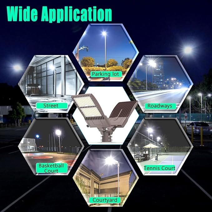 BBESTLED 480V 400W LED Parking lot Light with Dusk to Dawn Photocell, Slip Fit Mount 56000LM IP65 5000K 277-480VAC Input, 400 Watt LED Flood Light, Parking LED Lights Commercial Pole Street Outdoor
