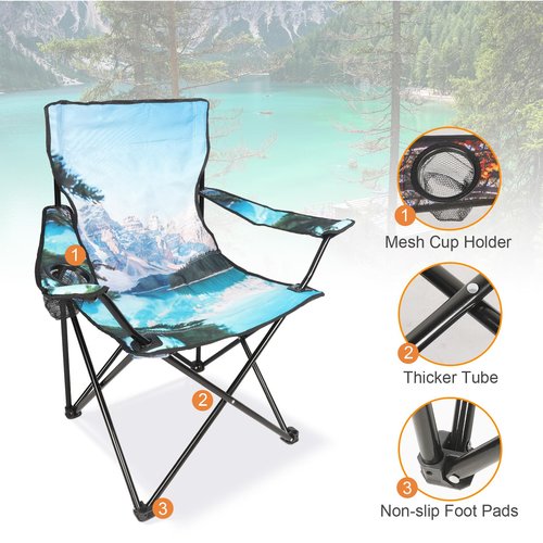 Northroad 2 Pack Camping Chairs Portable Camp Chairs, Folding Lawn Chairs with Cup Holder for Outdoor Camping, Hiking, Travel, Patio, Beach, Picnics