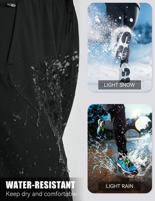 baleaf Fleece Lined Joggers Women Waterproof Hiking Pants Thermal Sweatpants Warm Cold Weather Running Gear Jogging Black S
