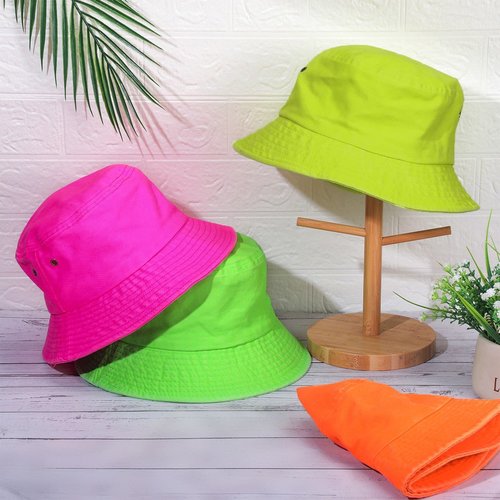 Cozypower 4 Pcs Neon Hats for Women Men Adjustable Cotton Hat for Outdoor Activities All Seasons(Bucket Hat)