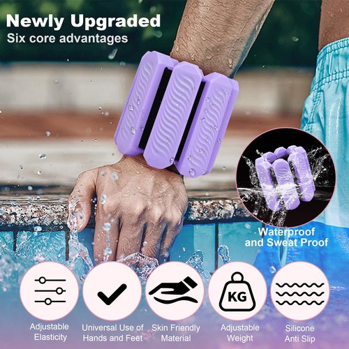 Adjustable Ankle and Wrist Weights for Women, 1 Lb Each, Set of 2, for Walking, Yoga, Dance, Gym (purple)
