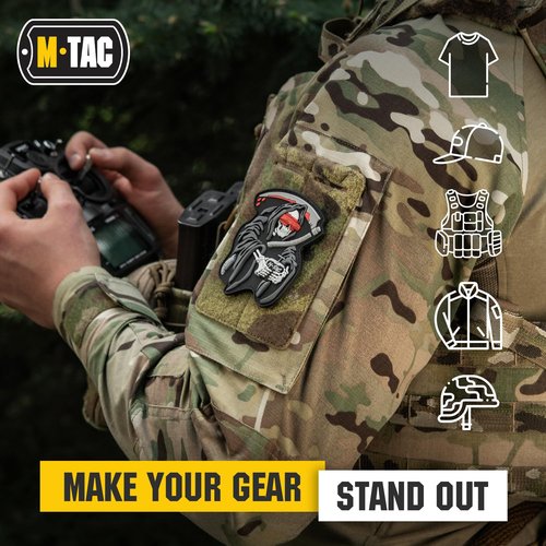 M-Tac Morale Patches 3D PVC - Tactical Patches for Vest, Backpacks, Hats Us Army Skull Patch -Tactical Patch Military Hook Fasteners FPV Operator (Black)