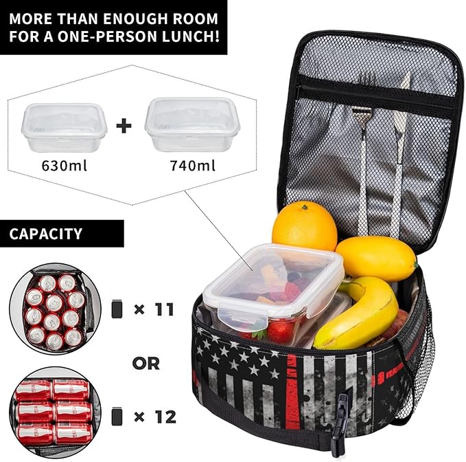 Baseball Lunch Bag Insulated Reusable Lunch Box Thermal Cooler Tote For Men Women Work Travel Picnic Hiking