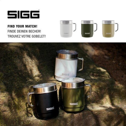 SIGG - Insulated Camping Mug - Double - Wall Travel Mug with Lid - Dishwasher Safe - BPA-free - Stackable - Night Black - 10 Oz