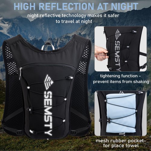 Semsty Hydration Vest 5L,Running Vest Pack with 1.5L Water Bladder,Lightweight Water Backpack for Hiking Running Cycling