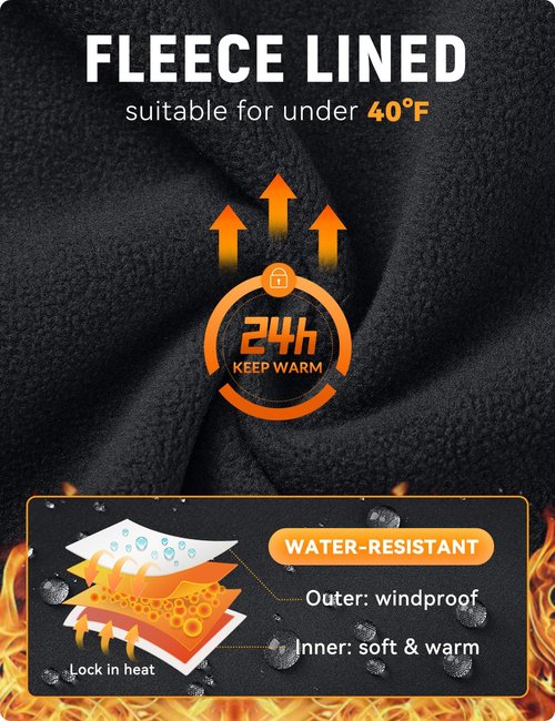 baleaf Men's Golf Vest Fleece Lined Softshell Sleeveless Jacket Water Resistant Cold Weather Running Gear Winter Pockets Black 3XL