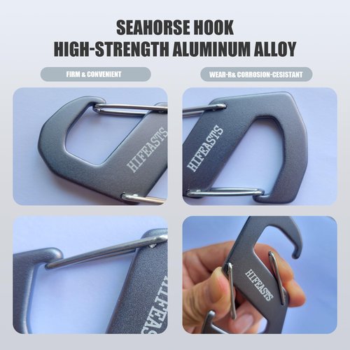 S-Shaped Carabiner for Backpack - Double-Sided Aluminum Carabiner for Camping, Fishing, Outdoor Sports (2PCS Gray)