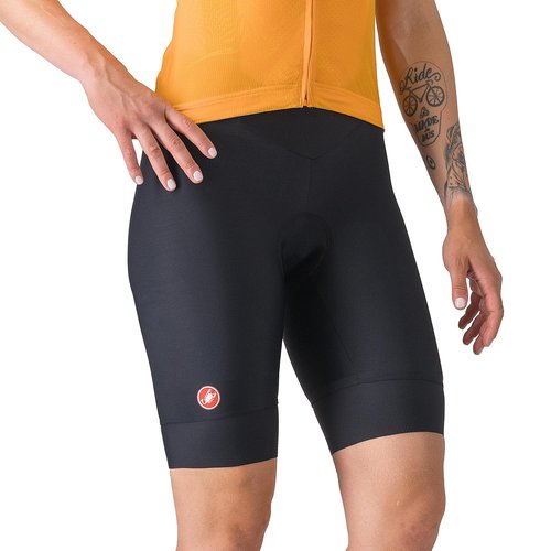 CASTELLI Women’s Prima 2 DT Bibshort, Endurance Shorts for Road and Gravel Biking with Seat Pad & High-Visibility Reflective Tabs - Black/Black - Medium
