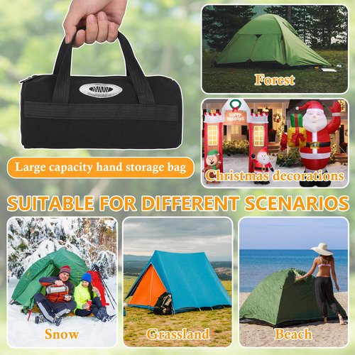 NVAAV 20 Pcs 8" Heavy Duty Drill Tent Stakes with Storage Bag, Glow-in-The-Dark Ground Anchor Peg, Metal Threaded Screw-in Tent Stake for Camping Swing Canopies with 1 Hex Nut Driver, Peg Puller