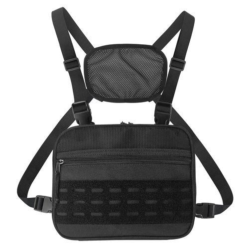 SMONT Tactical Chest Bag Pack, Molle Micro Chest Rig Pouch for Hunting Fly Fishing Running Black