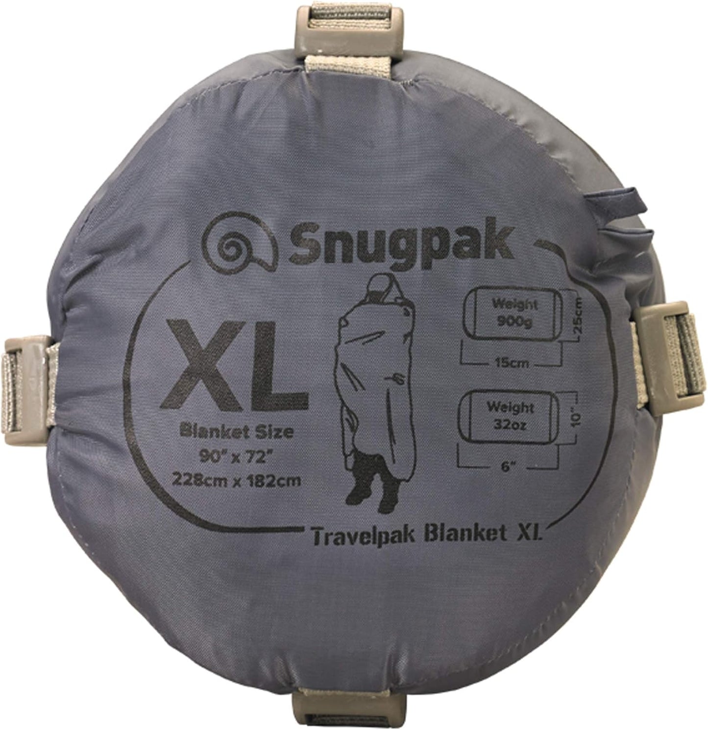 Snugpak Travelpak Oversized Blanket with Compression Stuff Sack, Lightweight, Pebble Gray