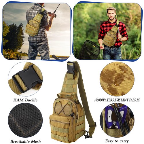 397 Pcs Fishing Accessories Kit Tools Include Backpack Fishing Tackle Box with Hooks Weights Sinkers Spinner Blade Gear(Simple Style,Khaki)