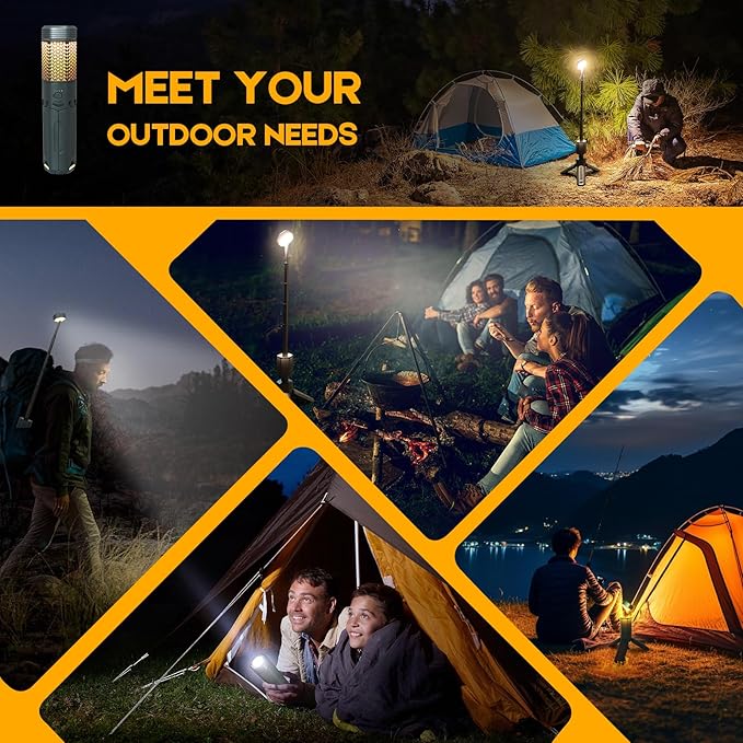 Telescopic Camping Lights, Rechargeable 10500mAh Camping Lantern with Storage Bag, Waterproof LED Camp Lamp with Magnetic, Portable Outdoor Tent Light for Hiking,Emergency,Fishing (Gray)