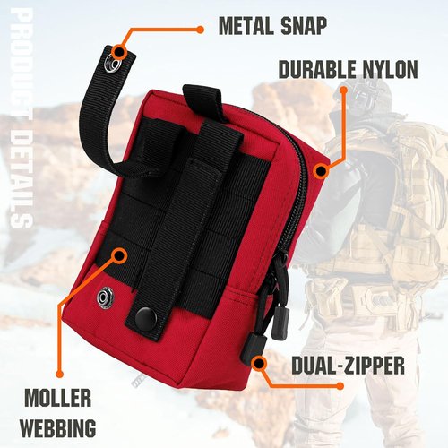 IronSeals 2 Pack Tactical Molle EDC Pouch Multi-Purpose Compact Pack Water-Resistant Utility Pouch with Flag Patch