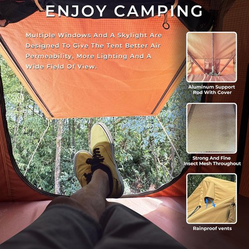 TopAutoGear Rooftop Tent for SUV & Truck Camping, Soft Shell Roof Top Tent, Quick-Setup Design with Telescopic Ladder and LED Lighting for 2-3 Person Family Adventures