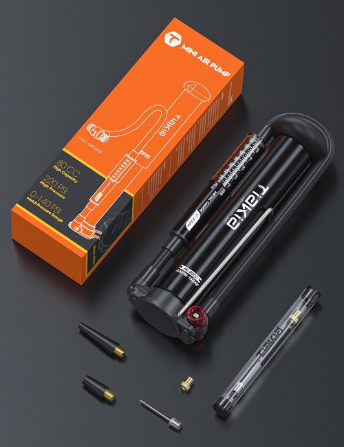 Tiakia Mini Bike Floor Pump with Gauge 220psi High Pressure Compact Bike Pump Aluminum Tire Pump Portable Bicycle Air Pump fits Schrader Presta Valve Hand Pump for Road Mountain Bike Balls