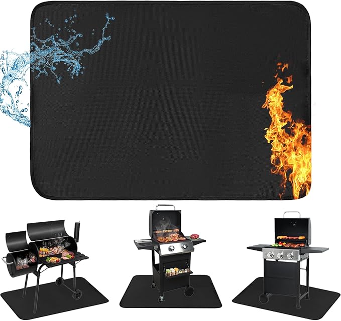 60x40 Inches Under Grill Mats for Outdoor Grill, Double-Sided Fireproof, Waterproof & Oil-Proof BBQ Matt for Under Grill, Deck, Patio & Grass Protector, Fire Pit Mat & Fireplace Mat