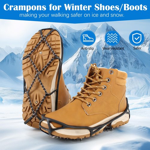 UNITACKLE Ice Cleats, Crampons Ice Snow Grips for Shoes and Boots, Ice Snow Traction Cleats for Walking on Snow and Ice