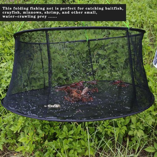 Drasry Fishing Net Trap for Bait Minnow Shrimp Crayfish Foldable Fish Crawdad Lobsters Cast Net Collapsible (33.5 * 39.4 in(85 * 100 CM))