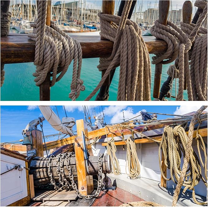 Manila Rope 1in x 200ft, Heavy Duty Twisted Rope Natural Hemp Ropes for Crafts,Gardening,Docks, Bundling,Railing,Home Decoratin,Hammock,Porch Swing Ropes