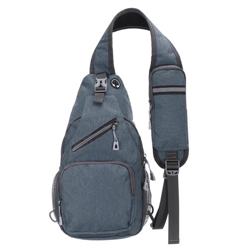 DTGN Oxford Small Sling Bag - 7.48"x15" (LXH) - Good for Women Men Hiking Travel Cycling - Multipurpose Crossbody Backpack Casual Packs with Headphone Jack - Light Gray