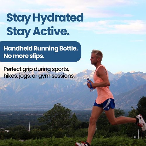 BottleBand One Size Fit All Water Bottle Grip - Durable Silicone Band Grip Strap, Comfortable Drop Protection. Anti Slip for Running, Hiking, or Walking (Blank, Blue)