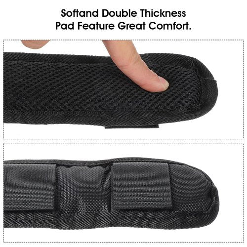 2 Pack Black Shoulder Strap Pad, Extra Thick Shoulder Strap Pad, Removable Luggage Bags Shoulder Strap Pads, Universal Replacement Shoulder Pad, Guitar Strap Pad, Fastener Cushions for Shoulder Bags