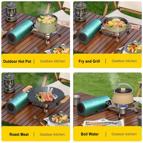 Portable Butane Camping Stove, Backpacking Stove with Case, Foldable 1 Burner Camping Stove: Automatic Ignition, Precise Heat Control - Camping & Tailgating and Outdoor Cooking