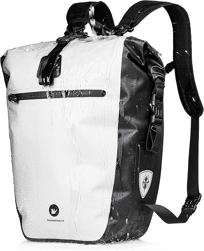 HUNTVP 27L Bike Pannier Bag Backpack Multifunctional Bicycle Bag Cycling Bicycle Rear Seat Trunk Pack Bag Bike Saddle Bag Backseat Pack Bag(White)
