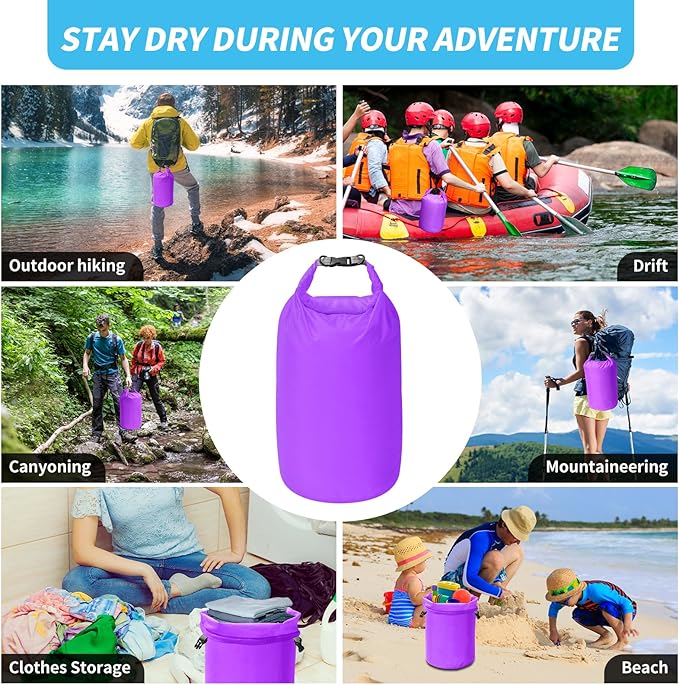 Dry Bag Set, Waterproof Small Lightweight Dry Bags for Paddle Board Kayaking, Fishing, Camping (Purple, 40L 2Pack)