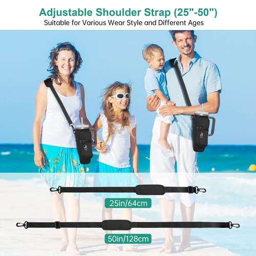 Water Bottle Carrier Bag for Stanley 30oz, Water Bottle Holder with Strap, Bottle Sling with Phone Pocket for Tumbler with Handle, Neoprene Cup Bag Water Bottle Pouch, Stanley Cup Accessories