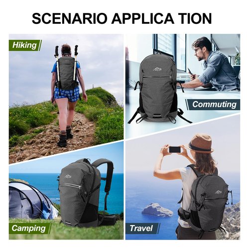 IX INOXTO Hydration Pack, 25L Hiking Backpack with 3L Water Bladder and Rain Cover, Lightweight Hydration Pack for Hiking, Cycling, Climbing, Camping (Black)