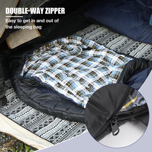 REDCAMP Cold Weather Mummy Sleeping Bag, 0 Degree Warm Flannel Cotton Sleeping Bag for Adults, Warm and Machine Washable Perfect for Winter Camping, Navy Blue with 4lbs Filling