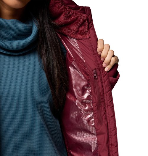 Columbia Womens Heavenly Long Hooded Puffer Jacket, Rich Wine, Medium