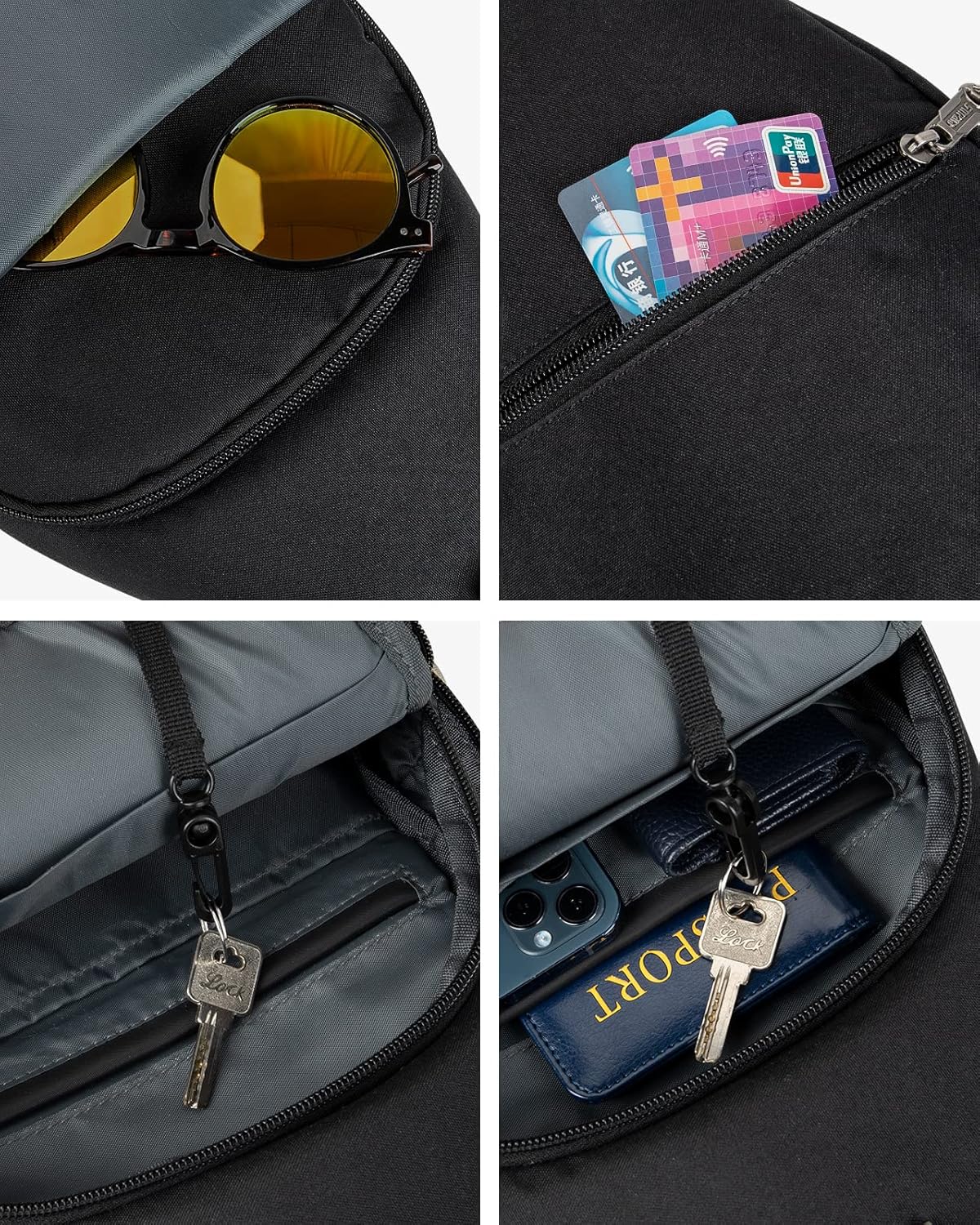 WATERFLY Small Crossbody Sling Backpack Anti Theft Backpack for Traveling Chest Bags for Men&Women Multipurpose Casual Daypack Hiking Shoulder Bag (Black)