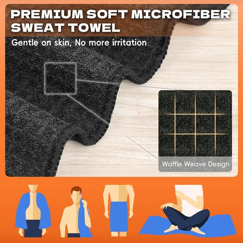 SOOWASH Microfiber Sweat Towel Quick Dry Lightweight Absorbent 3 Pack，Fast Drying 27‘’ X 55‘’ Negative Ions Odorless Gym Towels for Men & Women Yoga Sports Travel Outdoor Camping Gym (Large)