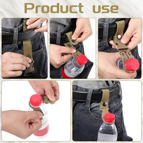 Ymapinc 4pcs Hanging Bottle Buckle Clip Portable Mineral Water Bottle Clip Ring for Backpack Belt Nylon Webbing Strap for Outdoor Camping Hiking Traveling