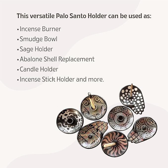 Luna Sundara Authentic Peru Pottery Palo Santo Stick Holder and Incense Holder Includes 5 Palo Santo Sticks Handmade Ceramic Smudge Bowl Sage Holder Palo Santo Holder (Black)