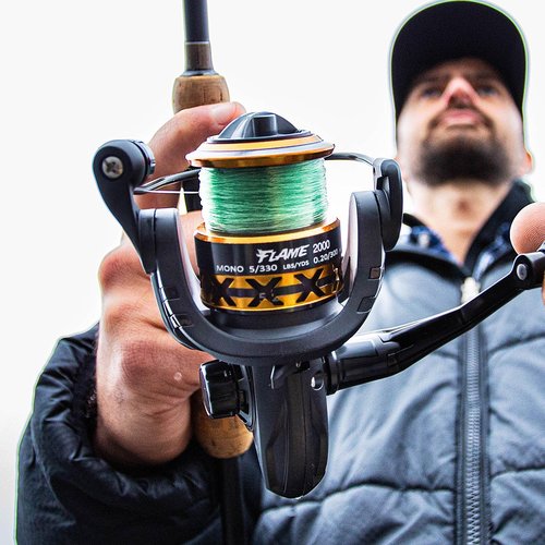 Piscifun Flame Spinning Reels, Lightweight 9+1BB Ultra Smooth Spinning Fishing Reels, Carbon Fiber 19.8Lbs Max Drag, 1000, Gold