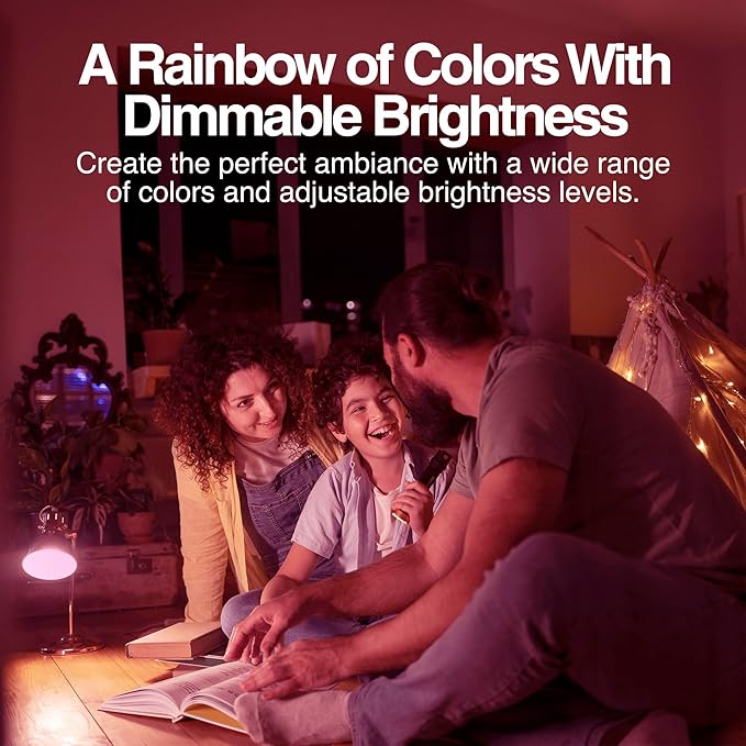 Intermatic ABRA A19 Wi-Fi Smart Bulb, 800 Lumens - Voice Controlled RGB LED, Compatible with Alexa & Google Home - Timers & Schedules, 2.4 GHz Wi-Fi Only, No Hub Required (4 Pack)
